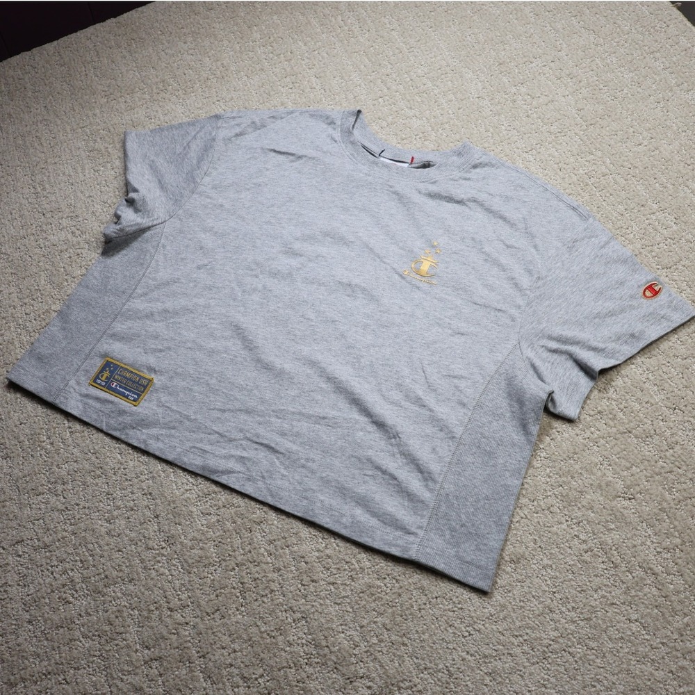 Champion Gold Medal Cropped Tee Oxford Grey Heather USA Graphic CPW254TS01003 M